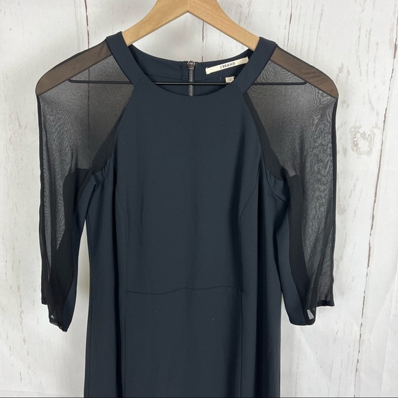 J Brand black dress mesh silk sleeves size 2 - Picture 4 of 9